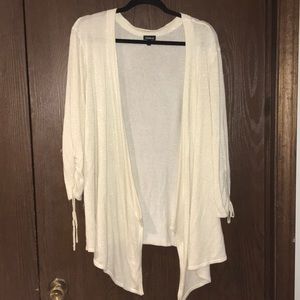 TORRID SIZE 2 IVORY/GOLD GLITTER 3/4 SLV CARDIGAN